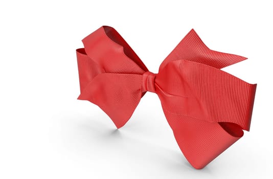 Red tie butterfly on a white background. 3D rendering.