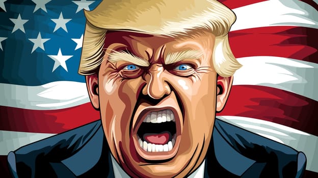 Сaricature portrait of an angry Donald Trump. Making America Great Again