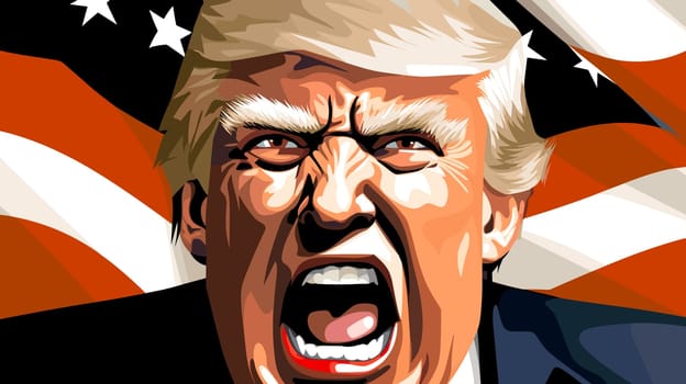 Сaricature portrait of an angry Donald Trump. Making America Great Again