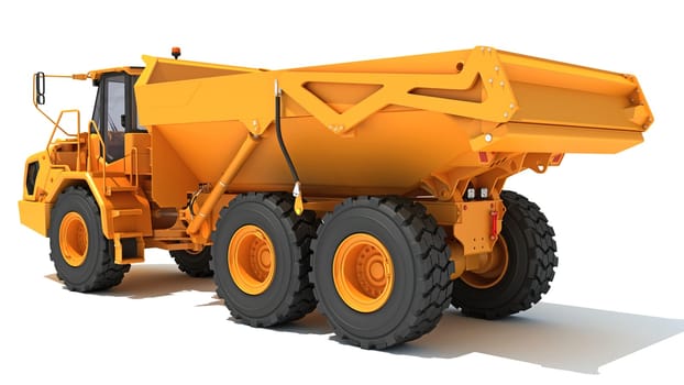 Mining Dump Truck heavy construction machinery 3D rendering model on white background