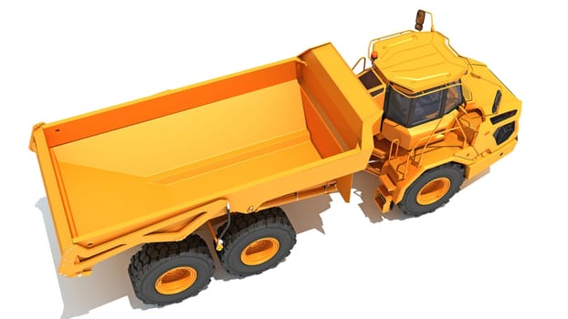 Mining Dump Truck heavy construction machinery 3D rendering model on white background