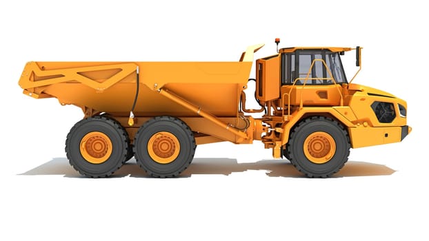 Mining Dump Truck heavy construction machinery 3D rendering model on white background