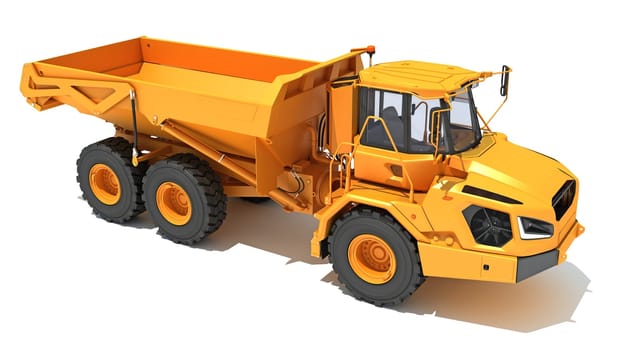 Mining Dump Truck heavy construction machinery 3D rendering model on white background