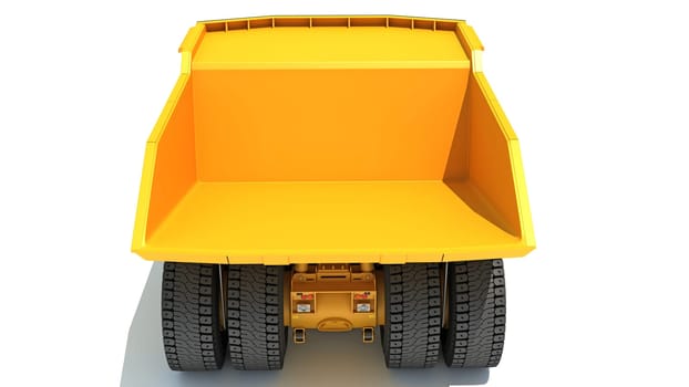 Mining Dump Truck heavy construction machinery 3D rendering model on white background