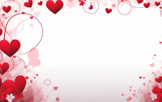 Romantic background template for Valentine's Day with hearts AI