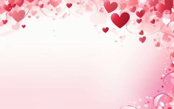 Romantic background template for Valentine's Day with hearts AI