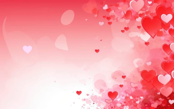 Romantic background template for Valentine's Day with hearts AI