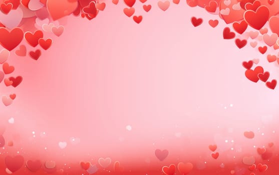 Romantic background template for Valentine's Day with hearts AI