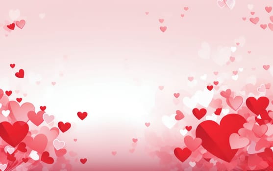 Romantic background template for Valentine's Day with hearts AI