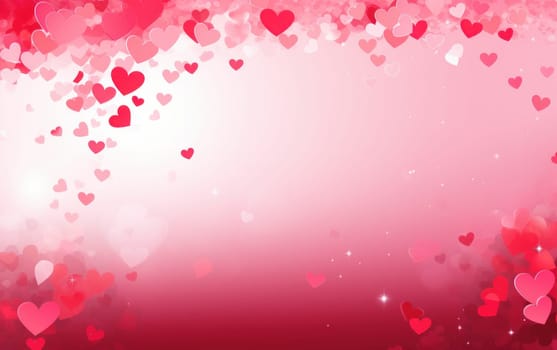 Romantic background template for Valentine's Day with hearts AI