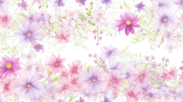 Garden of Flowers. Floral watercolour background in light tonality