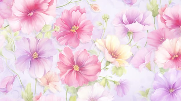 Garden of Flowers. Floral watercolour background in light tonality