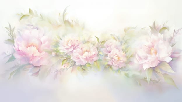 Garden of Flowers. Floral watercolour background in light tonality