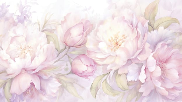 Garden of Flowers. Floral watercolour background in light tonality