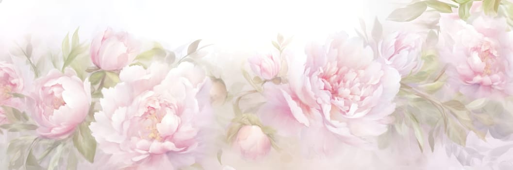 Garden of Flowers. Floral watercolour background in light tonality