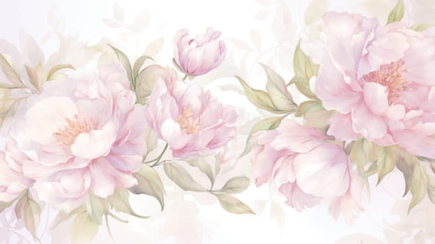 Garden of Flowers. Floral watercolour background in light tonality