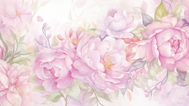 Garden of Flowers. Floral watercolour background in light tonality