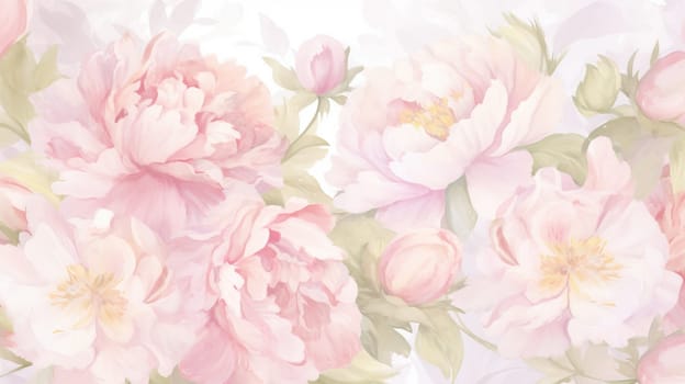 Garden of Flowers. Floral watercolour background in light tonality