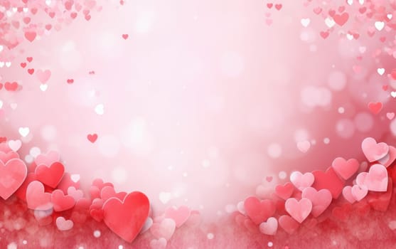 Romantic background template for Valentine's Day with hearts AI