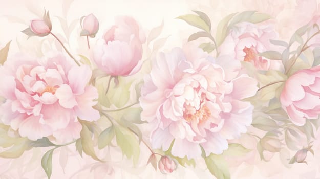 Garden of Flowers. Floral watercolour background in light tonality