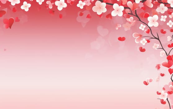 Romantic background template for Valentine's Day with hearts AI