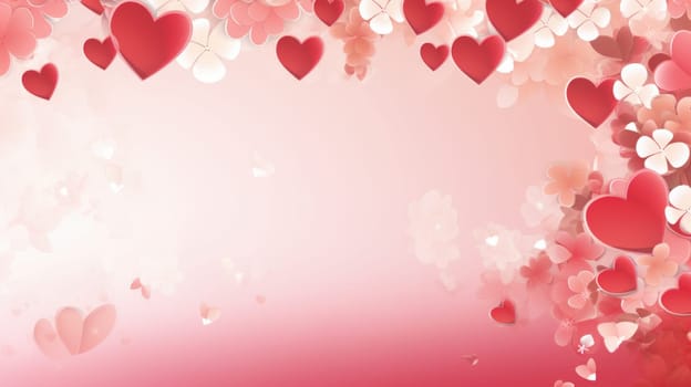 Romantic background template for Valentine's Day with hearts AI