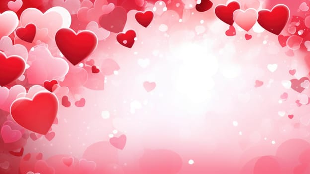 Romantic background template for Valentine's Day with hearts AI