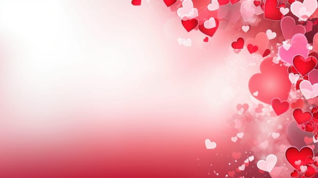 Romantic background template for Valentine's Day with hearts AI