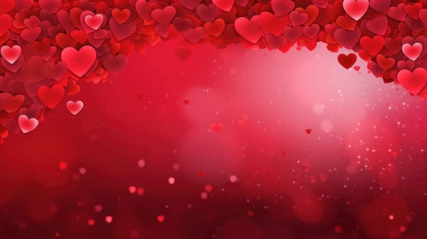 Romantic background template for Valentine's Day with hearts AI