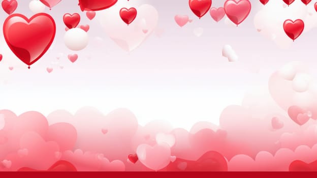 Romantic background template for Valentine's Day with hearts AI