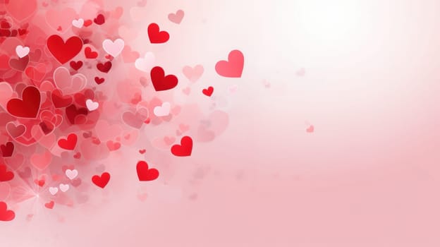 Romantic background template for Valentine's Day with hearts AI