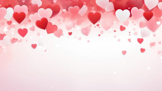 Romantic background template for Valentine's Day with hearts AI