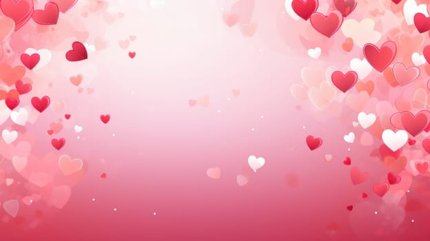 Romantic background template for Valentine's Day with hearts AI