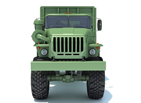 Military Truck Off Road 6x6 3D rendering model on white background