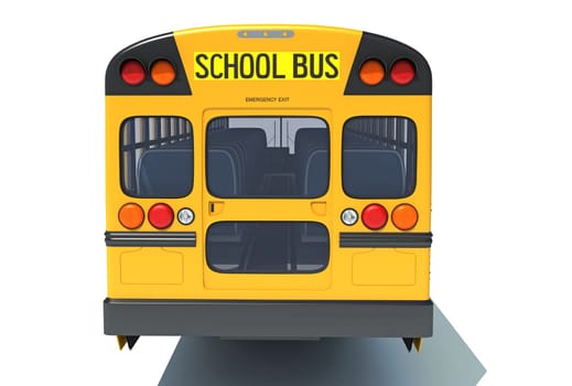 School Bus 3D rendering model on white background