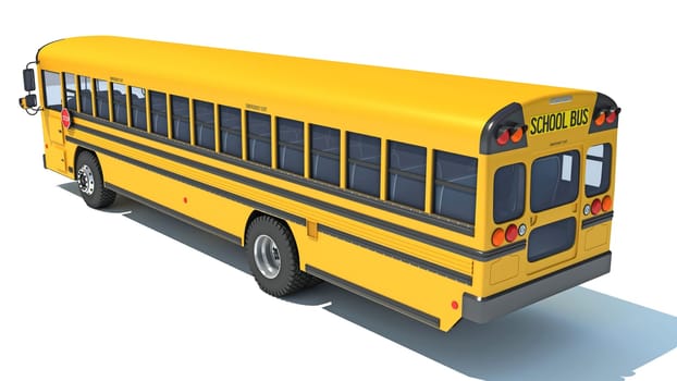 School Bus 3D rendering model on white background