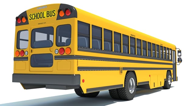 School Bus 3D rendering model on white background