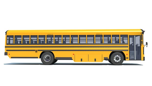 School Bus 3D rendering model on white background