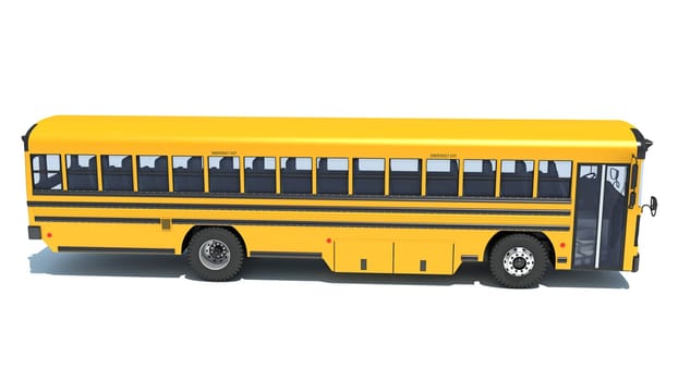 School Bus 3D rendering model on white background