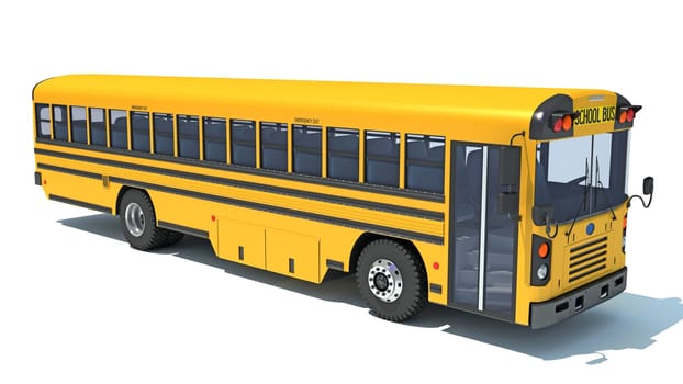 School Bus 3D rendering model on white background