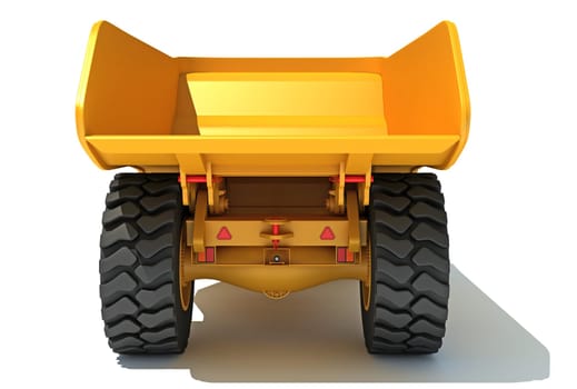 Mining Dump Truck heavy construction machinery 3D rendering model on white background