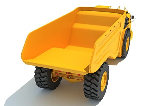 Mining Dump Truck heavy construction machinery 3D rendering model on white background