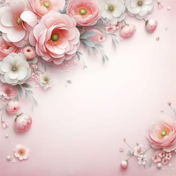 Banner in pastel colors with flowers. High quality illustration