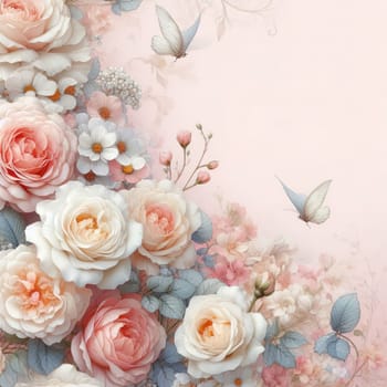 Banner in pastel colors with flowers. High quality illustration