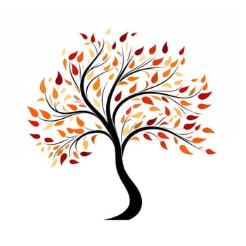 Autumn tree in minimalist art style isolated on white background. Ecology logo style