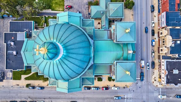 Aerial Dawn View of Historic Basilica of St Josaphat, Milwaukee