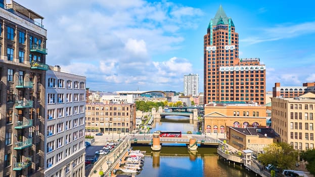 Bustling Skyline of Milwaukee, Wisconsin Featuring Historic and Modern Architecture