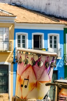 Colorful drums in the streets of Pelourinho in the city of Salvador, Bahia