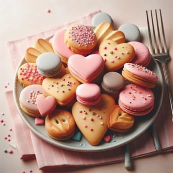 Heart-shaped macaroons. High quality illustration