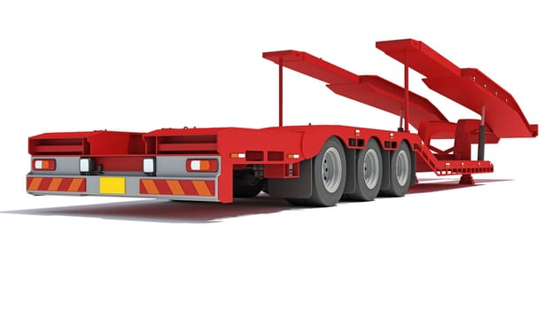 Platform Transporter Trailer 3D rendering model on white background